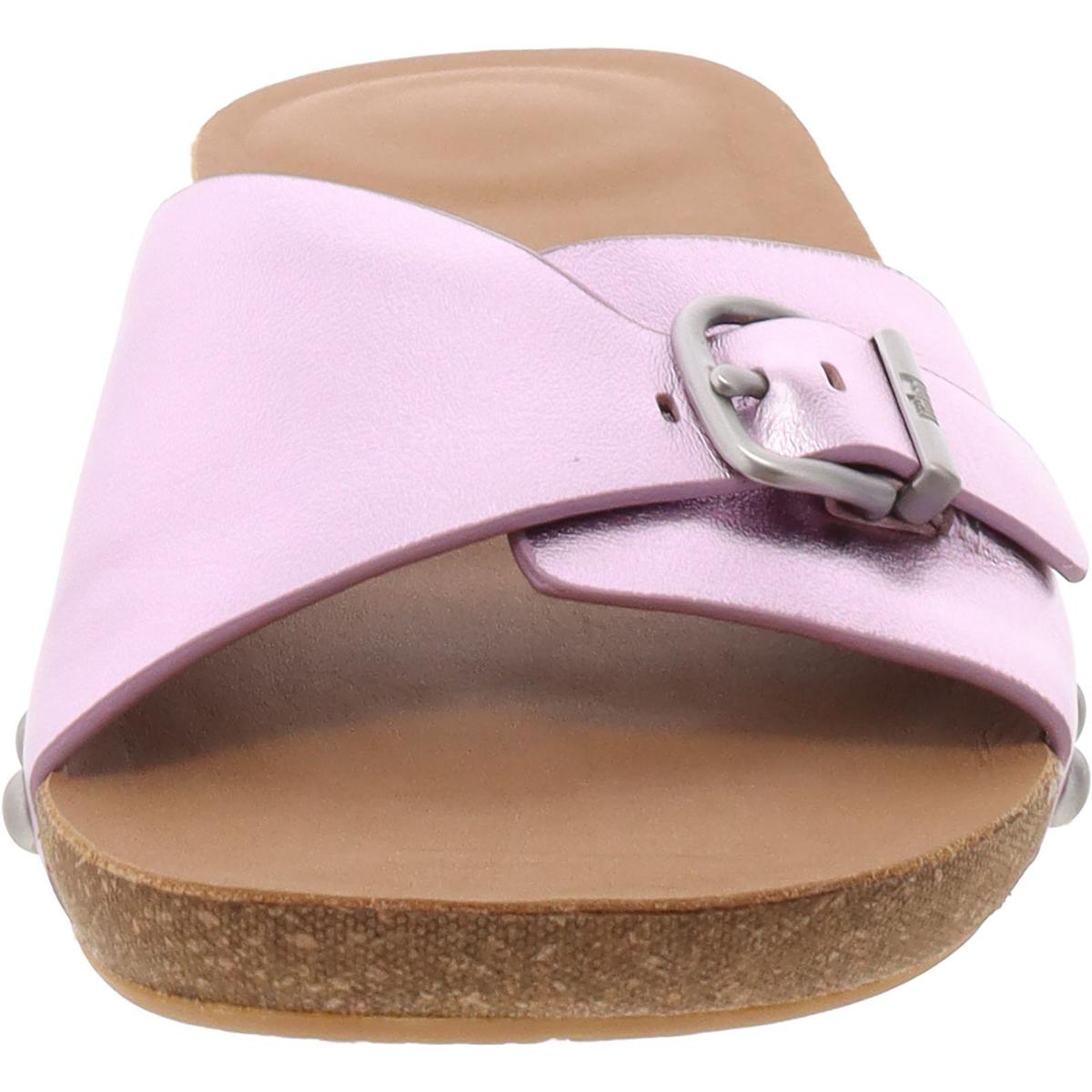 iQushion Adjustable Buckle Womens Metallic Manmade Slide Sandals