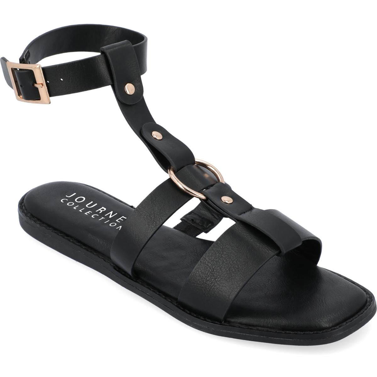 Eleanora Womens O-Ring Faux Leather Ankle Strap