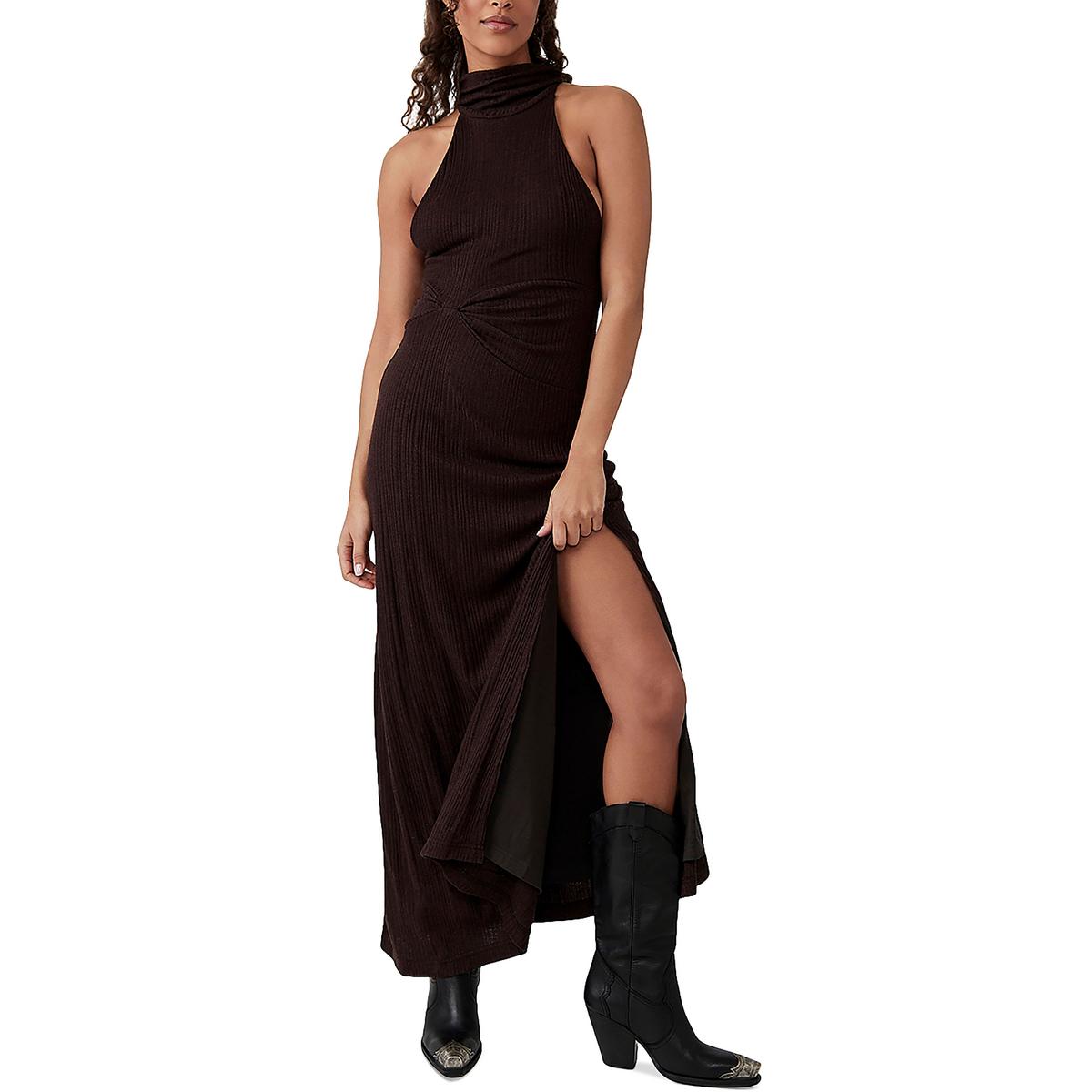 Womens Knit Sleeveless Maxi Dress Espresso Bean