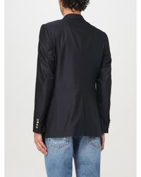 Dolce & Gabbana Embroidered Crest Blazer Men Blue