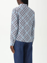 Gucci Printed Silk Blouse Long Sleeves Women Blue Shirts & Tops