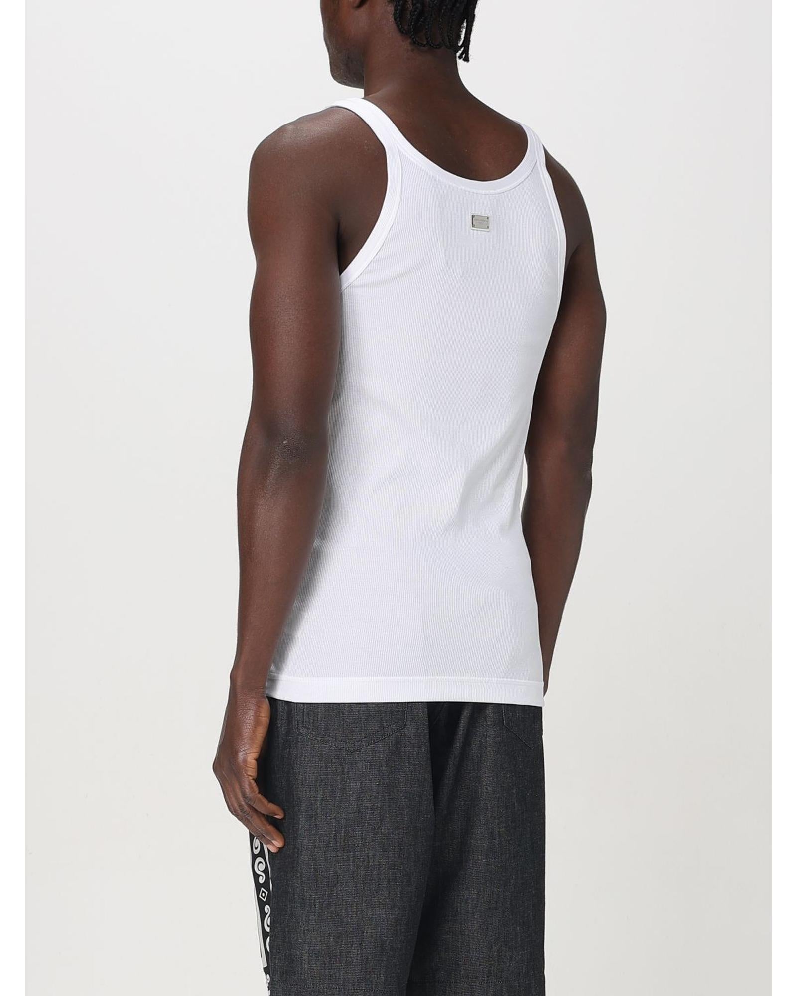 Tシャツ・カットソー DOLCE & GABBANA Ribbed tank top White G8PA8TFU7AV Dolce & Gabbana Ribbed Cotton Tank Top Men White T-Shirts