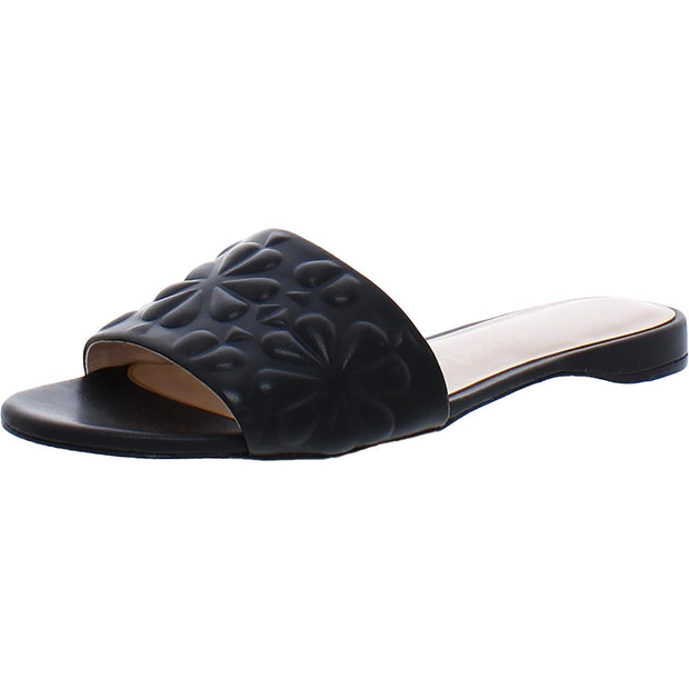 Emmie  Womens Leather Flat Slide Sandals