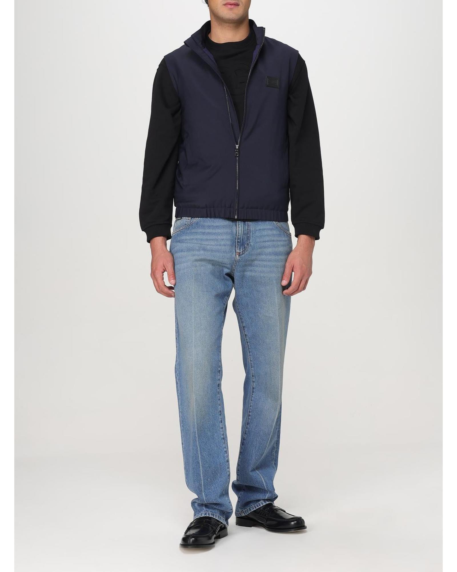 Dolce & Gabbana ZipUp High Neck Tailored Vest Men Blue Suits & Blazers