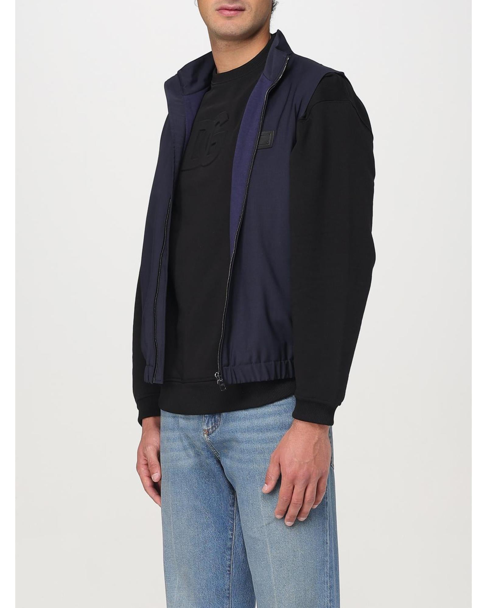 Dolce & Gabbana ZipUp High Neck Tailored Vest Men Blue Suits & Blazers