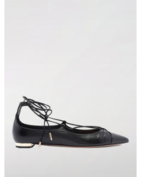 Aquazzura LaceUp PointToe Leather Flats Women Black Ballet Flats