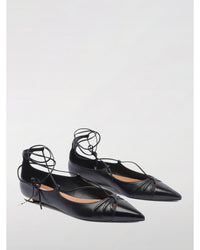 Aquazzura LaceUp PointToe Leather Flats Women Black Ballet Flats