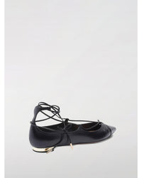 Aquazzura LaceUp PointToe Leather Flats Women Black Ballet Flats