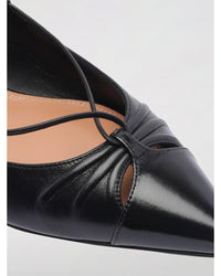Aquazzura LaceUp PointToe Leather Flats Women Black Ballet Flats