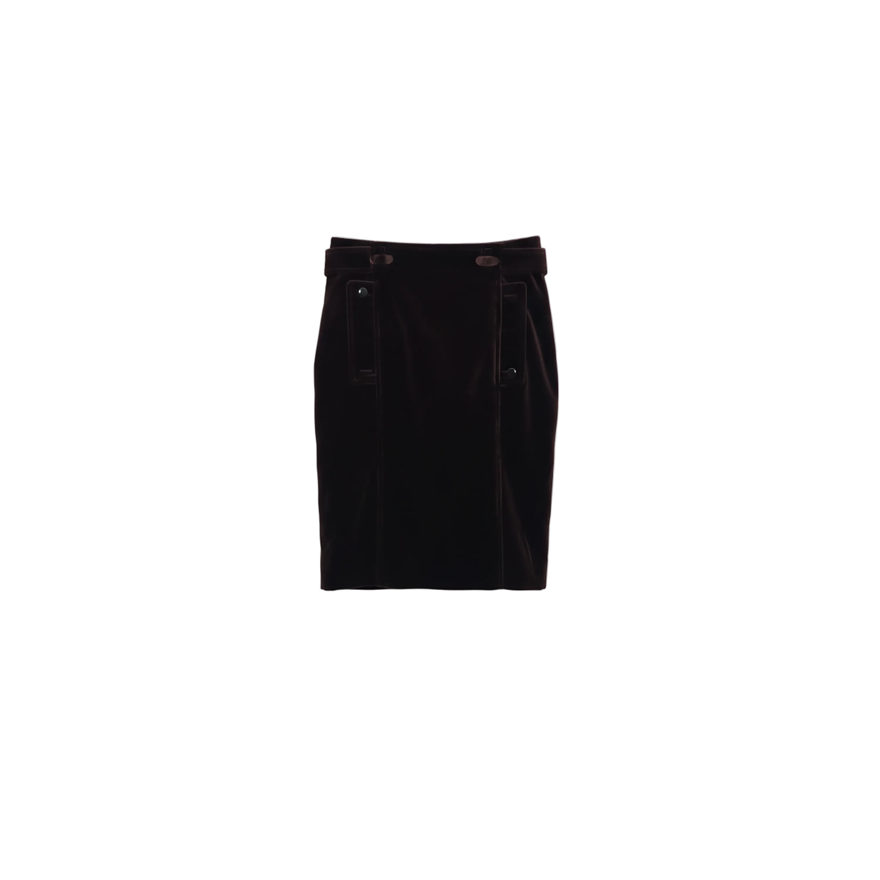 Tom Ford Suede Wrap Skirt with Buttoned Flap Pockets Brown