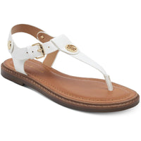 Bennia Womens Embellished Faux Leather Thong Sandals