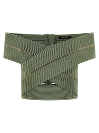 Balmain Women Off-The-Shoulder Crop Top