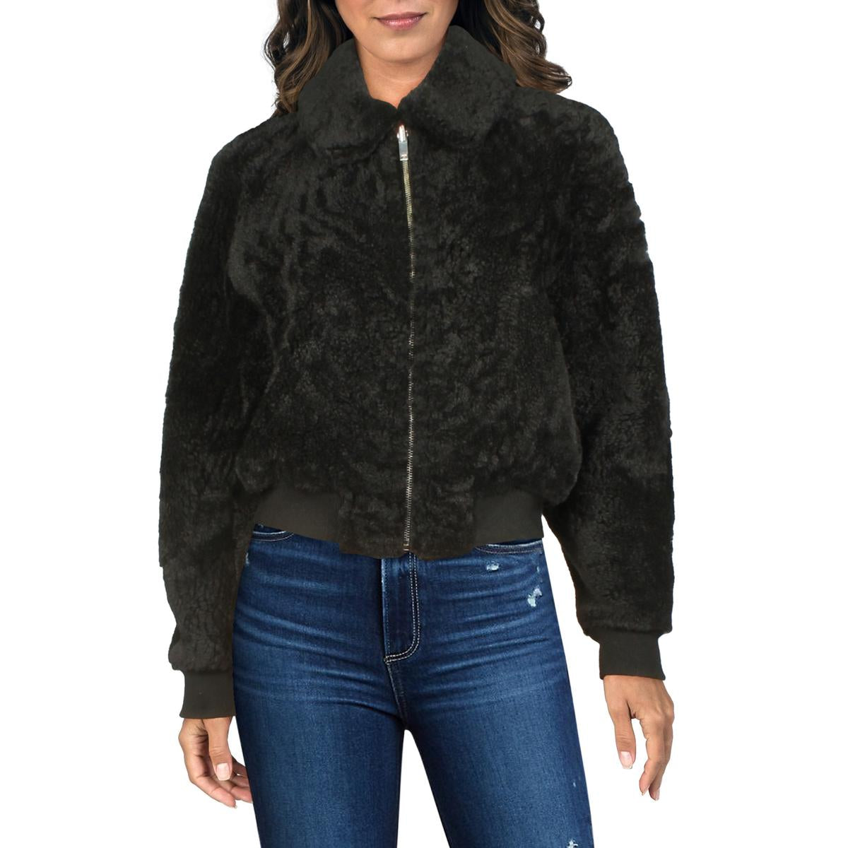 Dolman Womens Leather Shearling Bomber Jacket