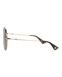 Gucci Gucci Womens Round/Oval Gold Gold Green Fashion Designer Eyewear