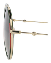 Gucci Gucci Womens Round/Oval Gold Gold Green Fashion Designer Eyewear