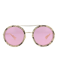 Gucci Womens Round/Oval Ivory Gold Pink Fashion Designer Eyewear