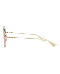 Gucci Womens Round/Oval Ivory Gold Pink Fashion Designer Eyewear