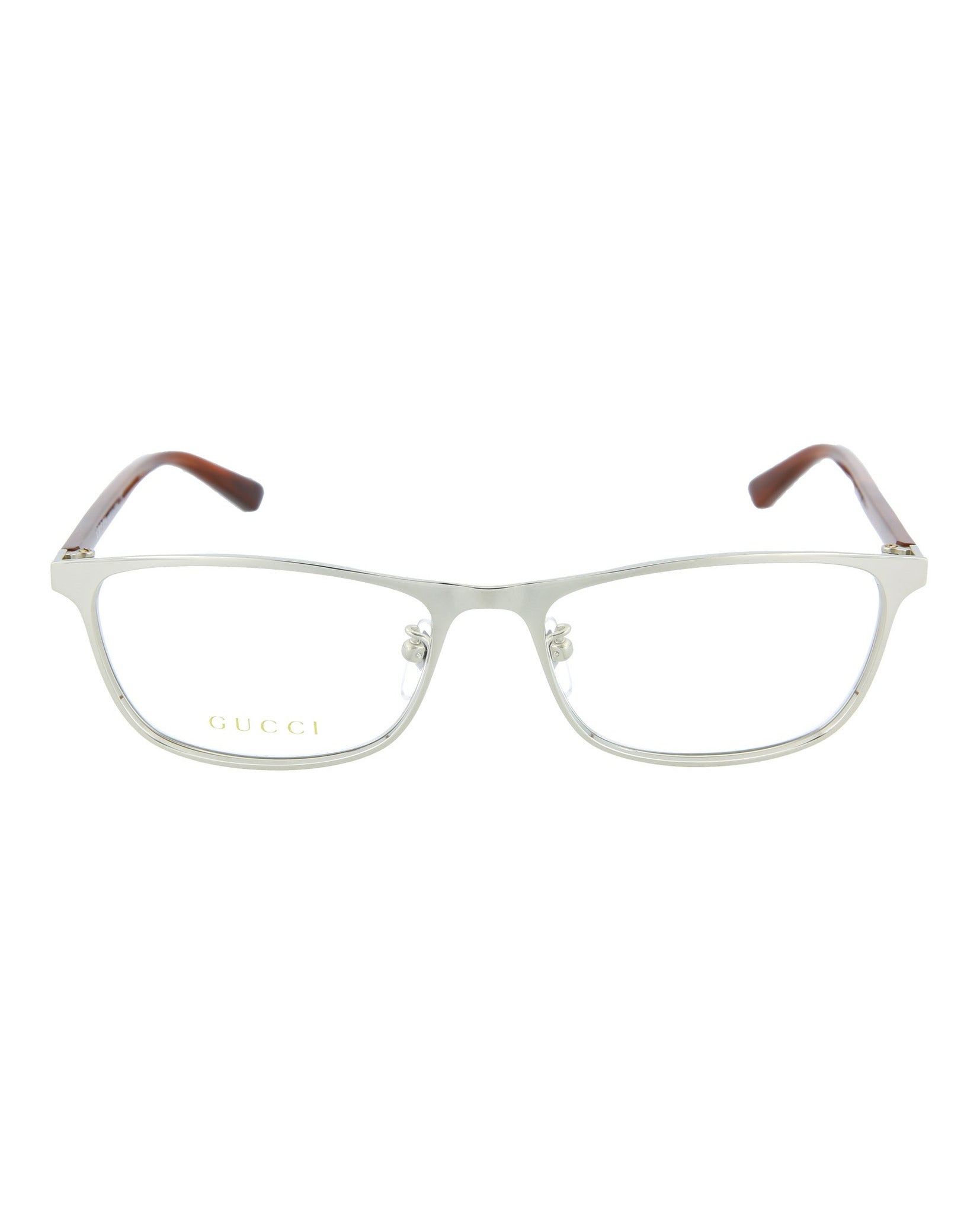 Gucci Unisex Square/Rectangle Gold Havana Transparent Fashion Designer Eyewear