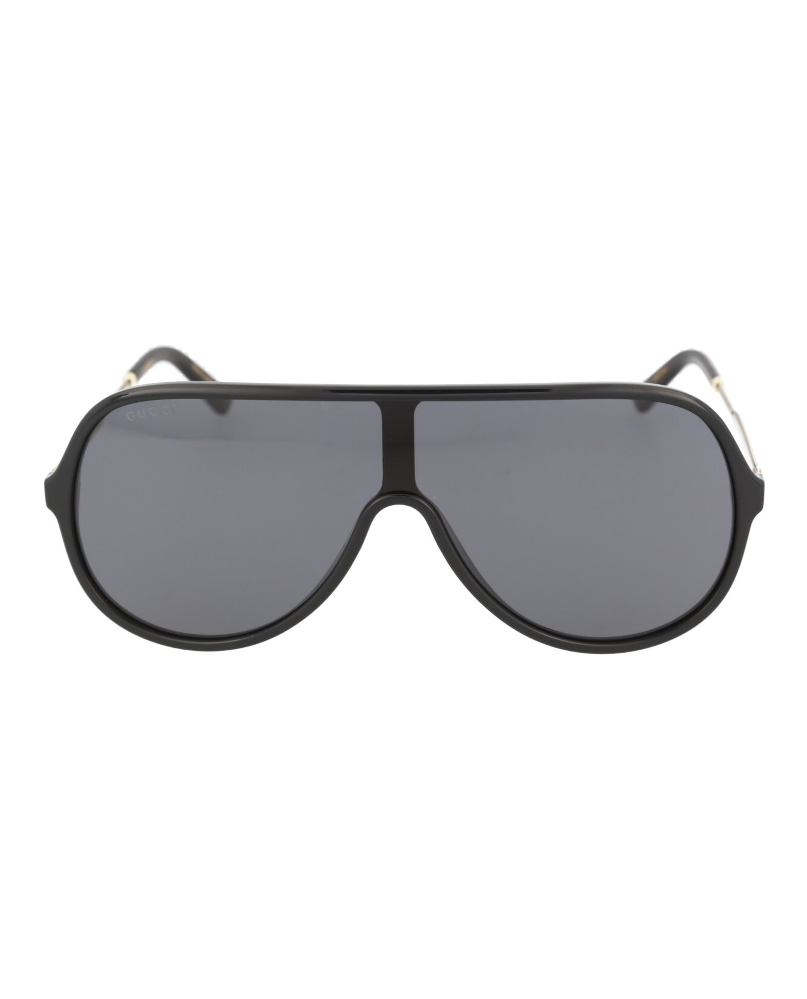 Gucci Unisex Shield/Wrap Black Gold Grey Fashion Designer Eyewear