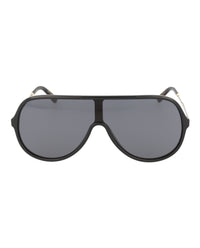 Gucci Unisex Shield/Wrap Black Gold Grey Fashion Designer Eyewear