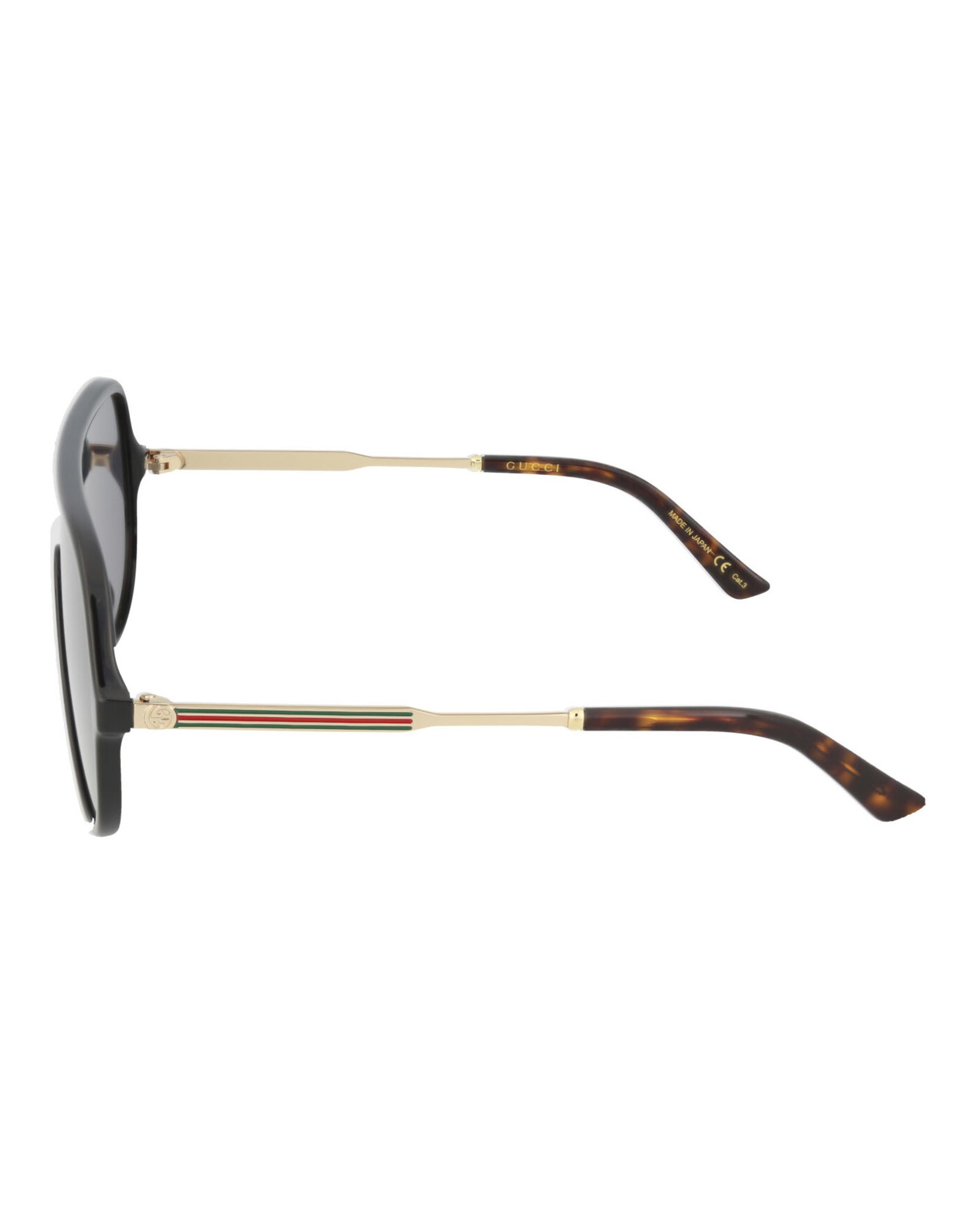 Gucci Unisex Shield/Wrap Black Gold Grey Fashion Designer Eyewear