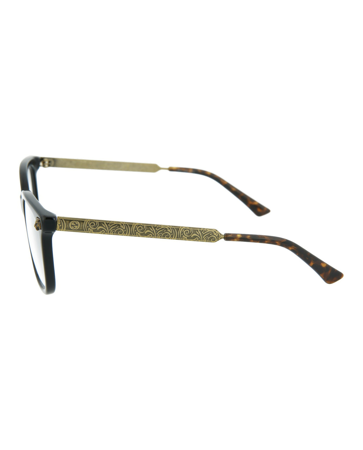 Gucci Womens Square/Rectangle Black Gold Fashion Designer Eyewear