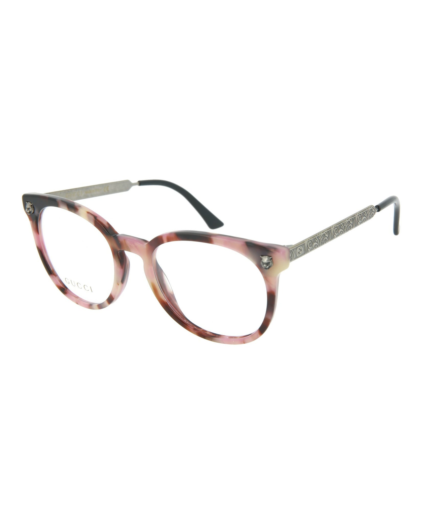 Gucci Gucci Womens Round/Oval Havana Silver Transparent Fashion Designer Eyewear