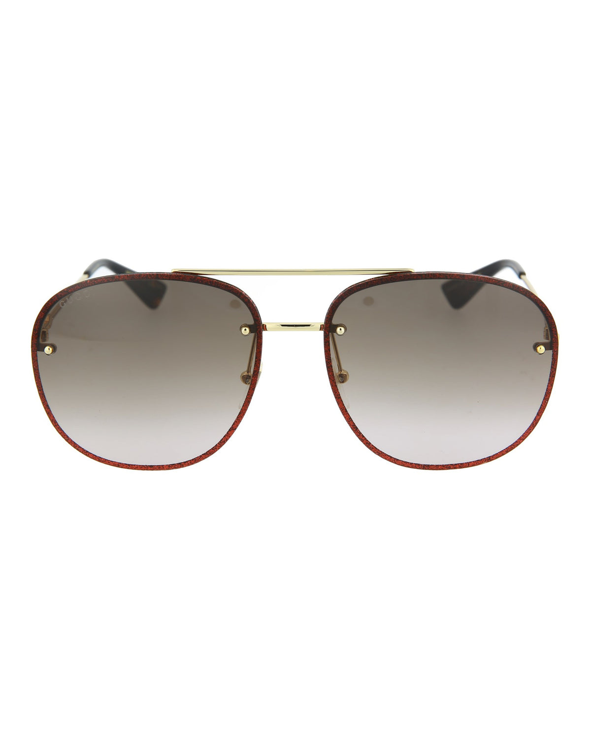 Gucci Womens Aviator Gold Gold Brown Fashion Designer Eyewear