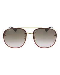 Gucci Womens Aviator Gold Gold Brown Fashion Designer Eyewear