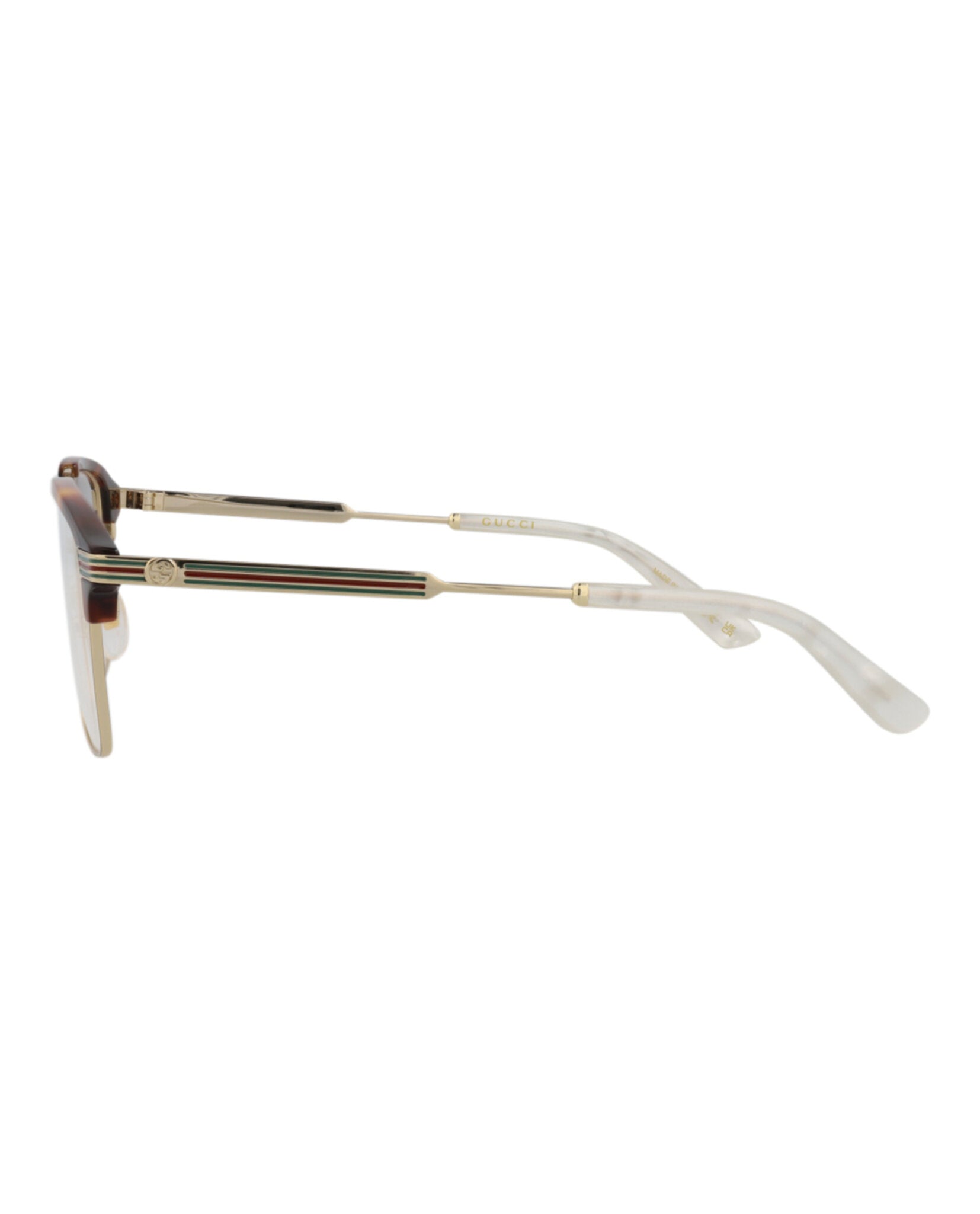 Gucci Gucci Mens Square/Rectangle Gold Gold Transparent Fashion Designer Eyewear