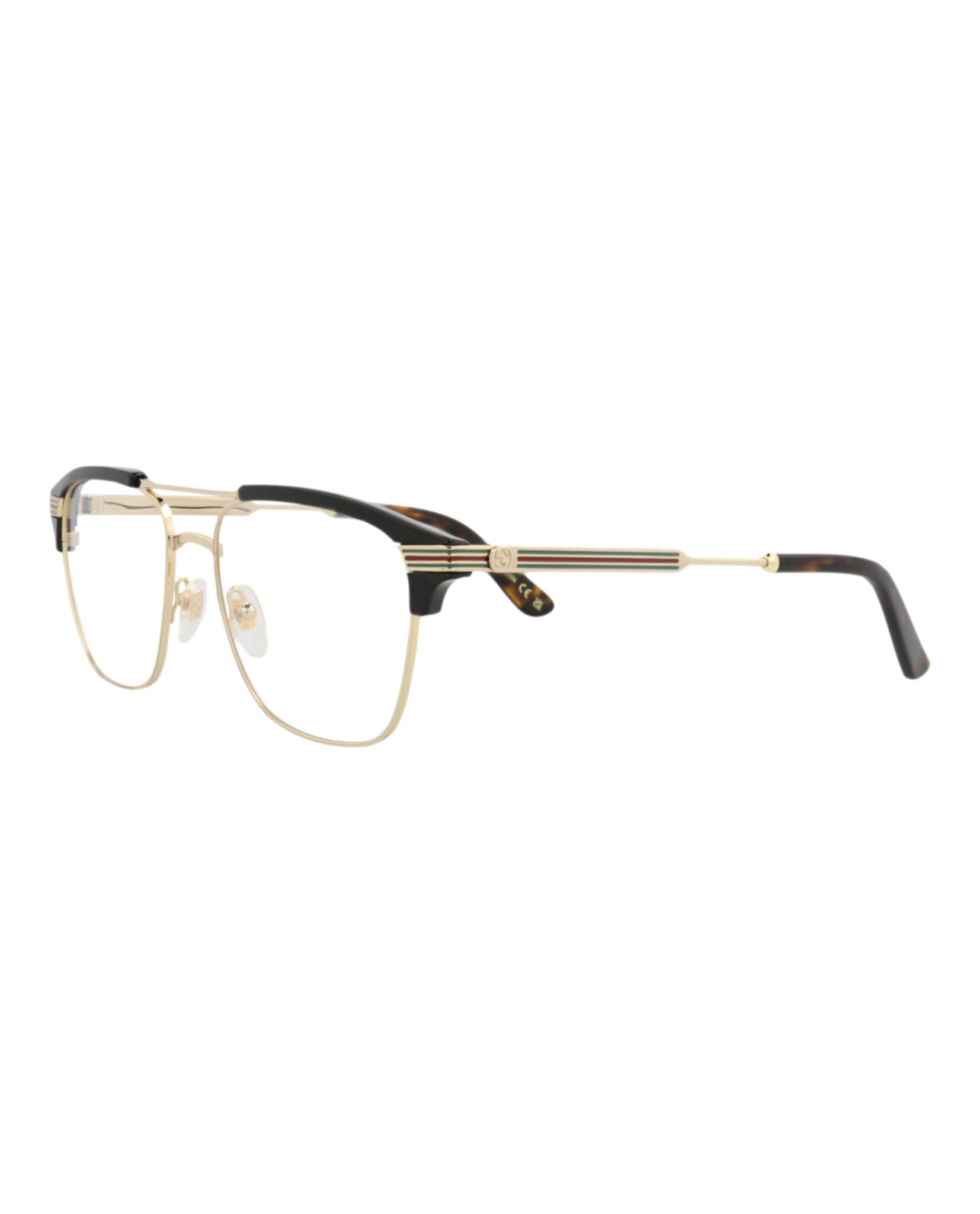Gucci Gucci Mens Square/Rectangle Gold Gold Transparent Fashion Designer Eyewear