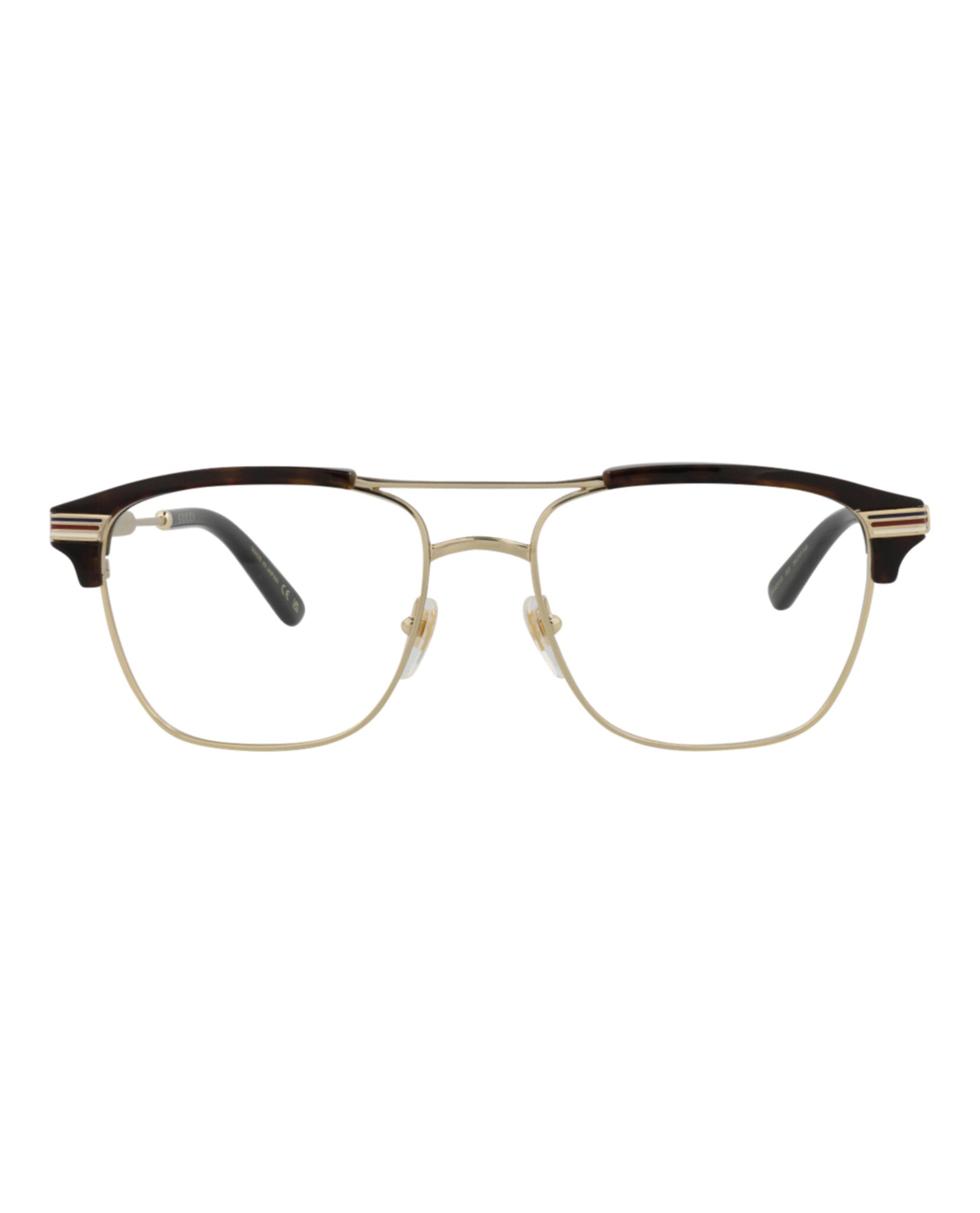 Gucci Mens Square/Rectangle Gold Gold Transparent Fashion Designer Eyewear