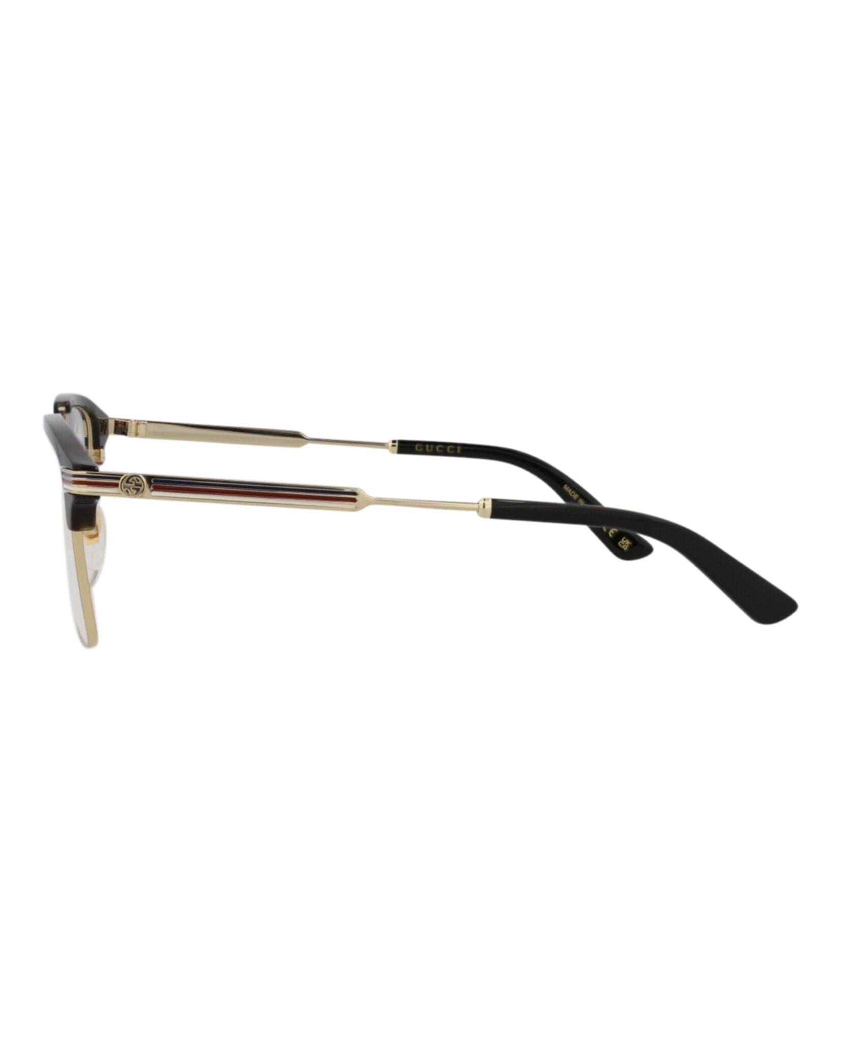 Gucci Mens Square/Rectangle Gold Gold Transparent Fashion Designer Eyewear