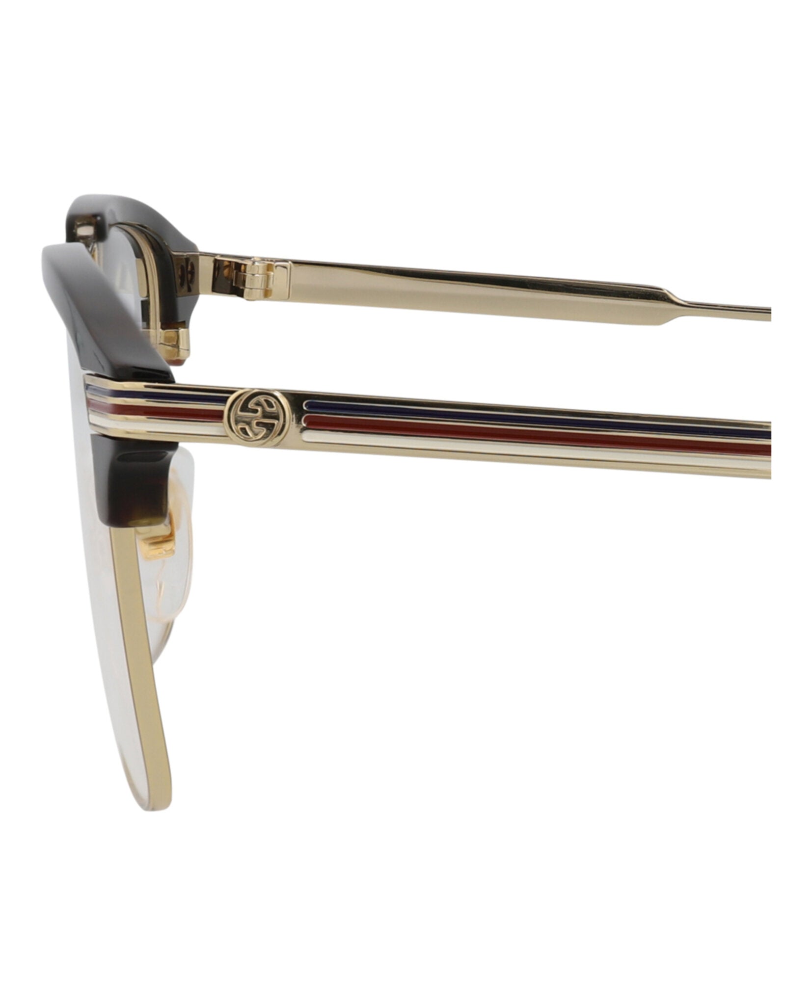 Gucci Mens Square/Rectangle Gold Gold Transparent Fashion Designer Eyewear