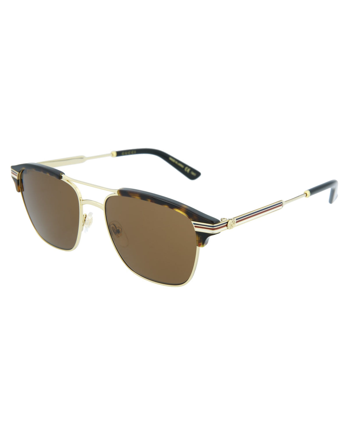Gucci Mens Square/Rectangle Gold Gold Brown Fashion Designer Eyewear