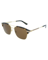 Gucci Mens Square/Rectangle Gold Gold Brown Fashion Designer Eyewear