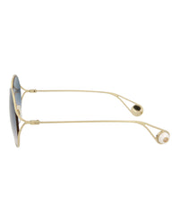 Gucci Womens Round/Oval Gold Gold Multicolor Fashion Designer Eyewear
