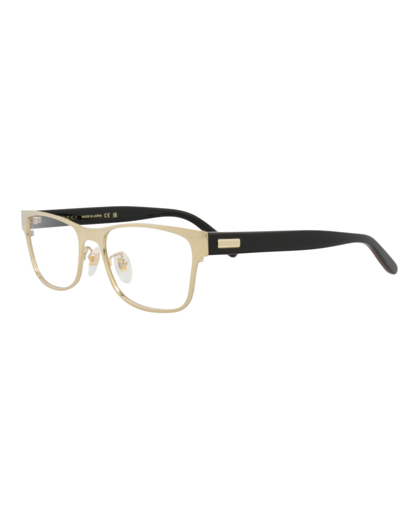 Gucci Unisex Square/Rectangle Gold Black Transparent Fashion Designer Eyewear