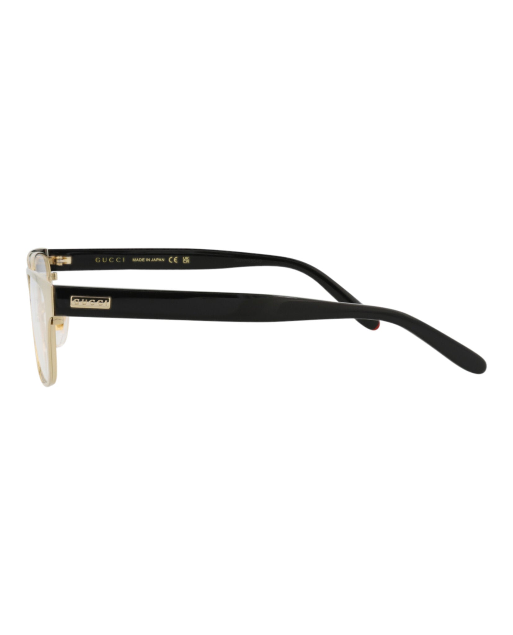 Gucci Unisex Square/Rectangle Gold Black Transparent Fashion Designer Eyewear