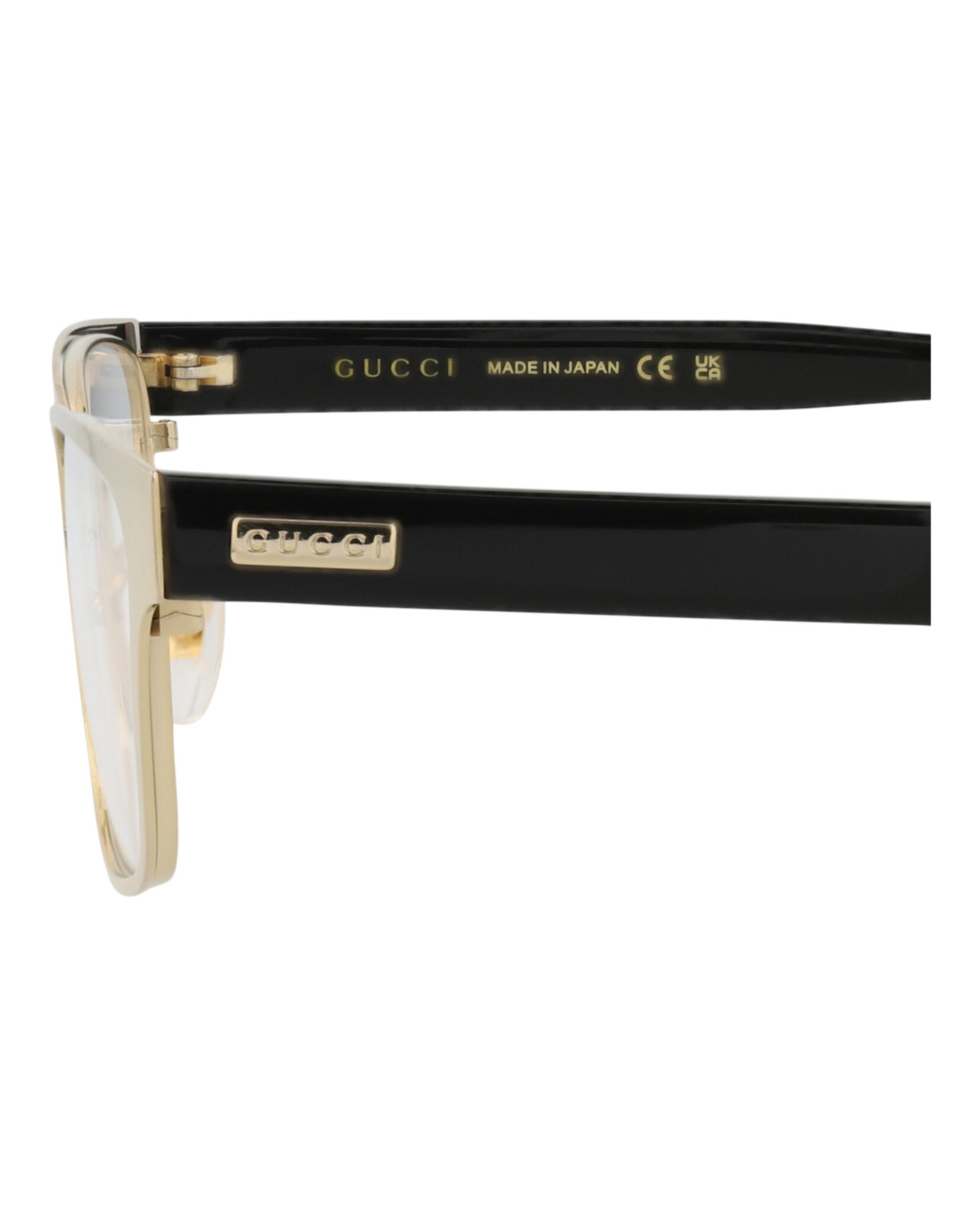 Gucci Unisex Square/Rectangle Gold Black Transparent Fashion Designer Eyewear