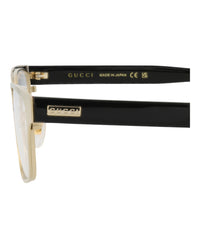 Gucci Unisex Square/Rectangle Gold Black Transparent Fashion Designer Eyewear