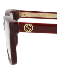 Gucci Womens Square/Rectangle Burgundy Burgundy Transparent Fashion Designer Eyewear