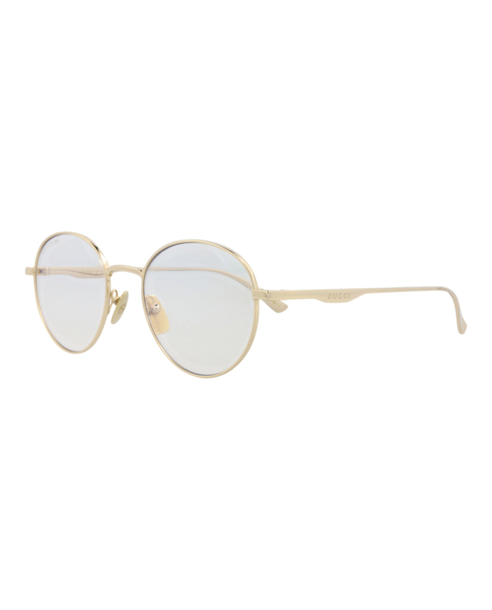 Gucci Gucci Mens Round/Oval Gold Gold Transparent Fashion Designer Eyewear