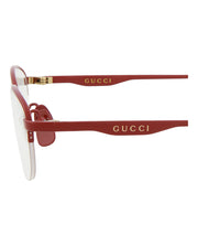 Gucci Womens Round/Oval Red Red Transparent Fashion Designer Eyewear