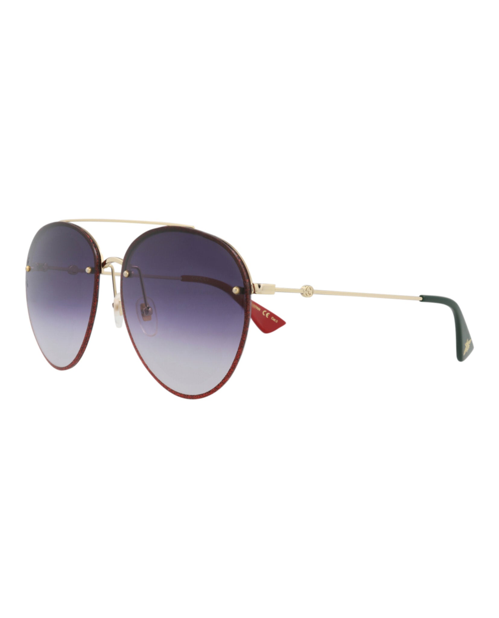Gucci Womens Aviator Gold Gold Grey Fashion Designer Eyewear