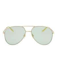 Gucci Gucci Unisex Aviator Gold Gold Green Fashion Designer Eyewear