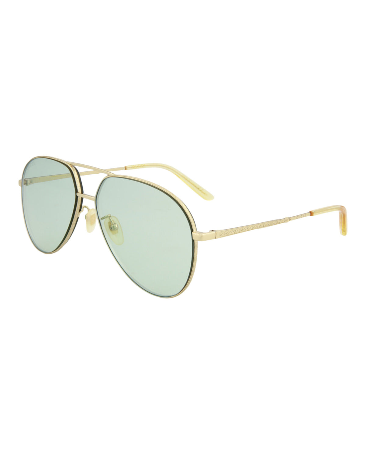 Gucci Gucci Unisex Aviator Gold Gold Green Fashion Designer Eyewear