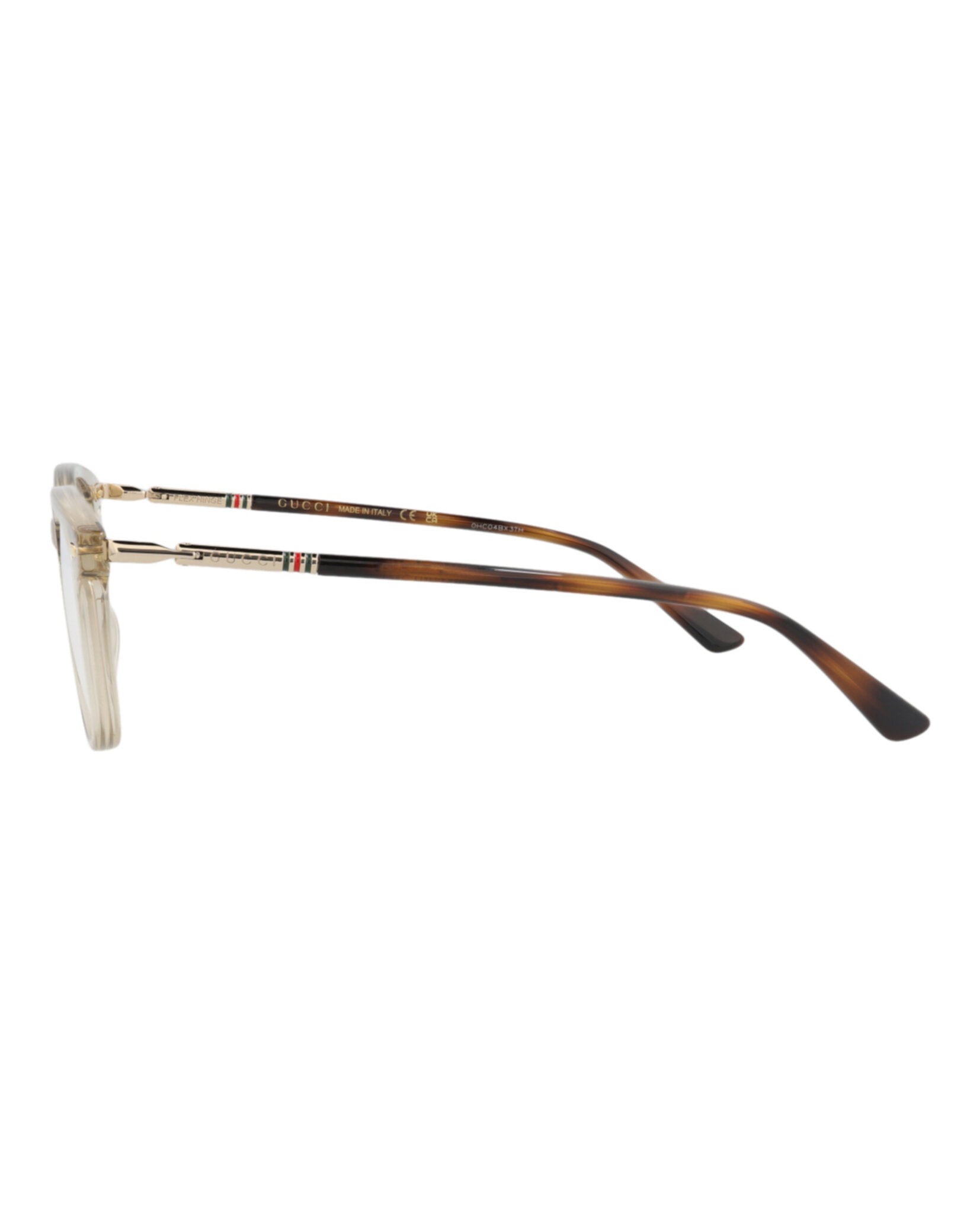 Gucci Mens Square/Rectangle Grey Gold Transparent Fashion Designer Eyewear