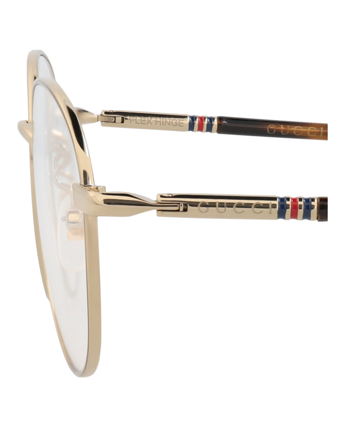 Gucci Mens Round/Oval Gold Havana Transparent Fashion Designer Eyewear