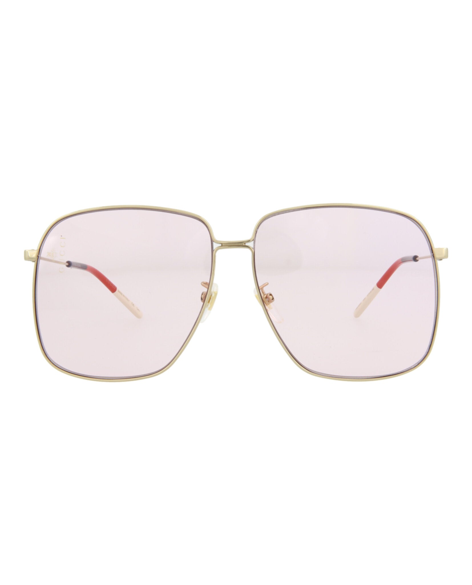 Gucci Womens Square/Rectangle Gold Gold Pink Fashion Designer Eyewear